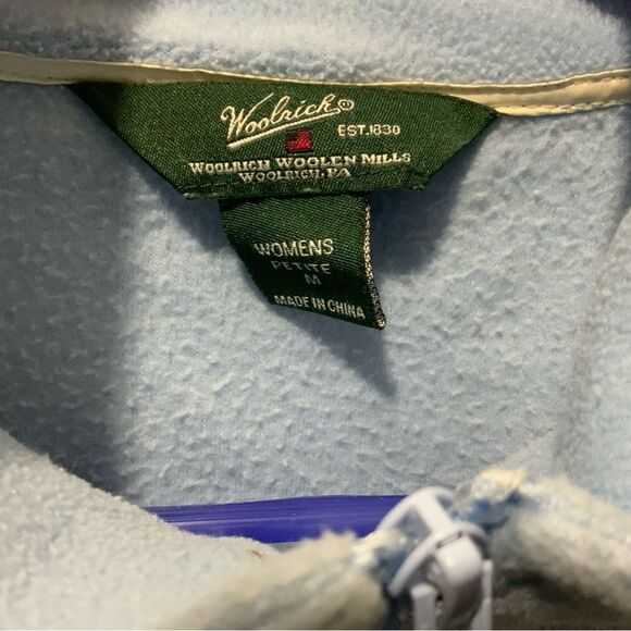 Woolrich Full Zip light Blue Fleece with Pockets - Size M Petite - Picture 5 of 9